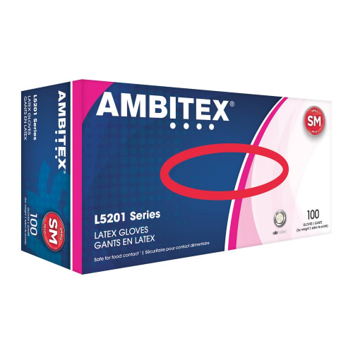 Guantes de látex Ambitex sin polvo, crema, pequeños